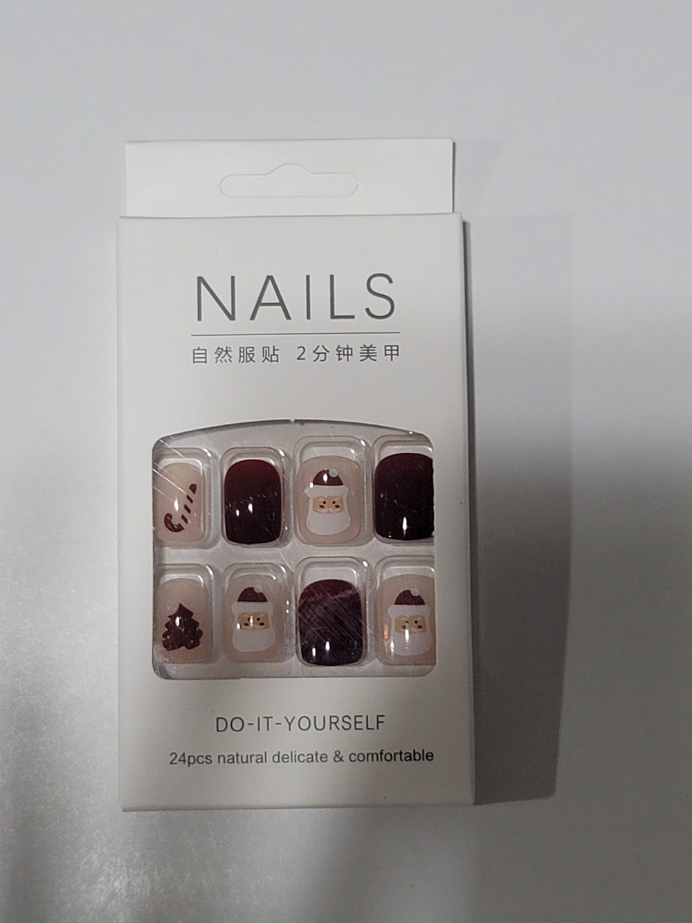 ❤️🔥6/$15❤️🔥 Press-On Nails - Burgundy & Nude Holiday Designs